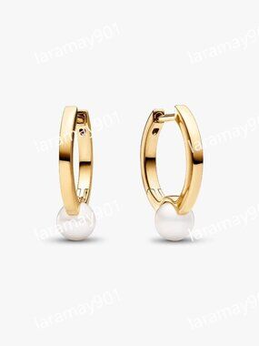 Treated Freshwater Cultured Pearl Hoop Earrings